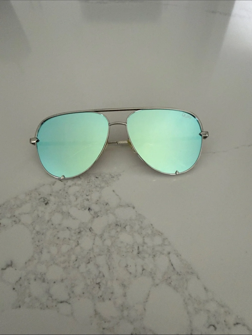 Quay Australia Mirrored Aqua Aviator Sunglasses